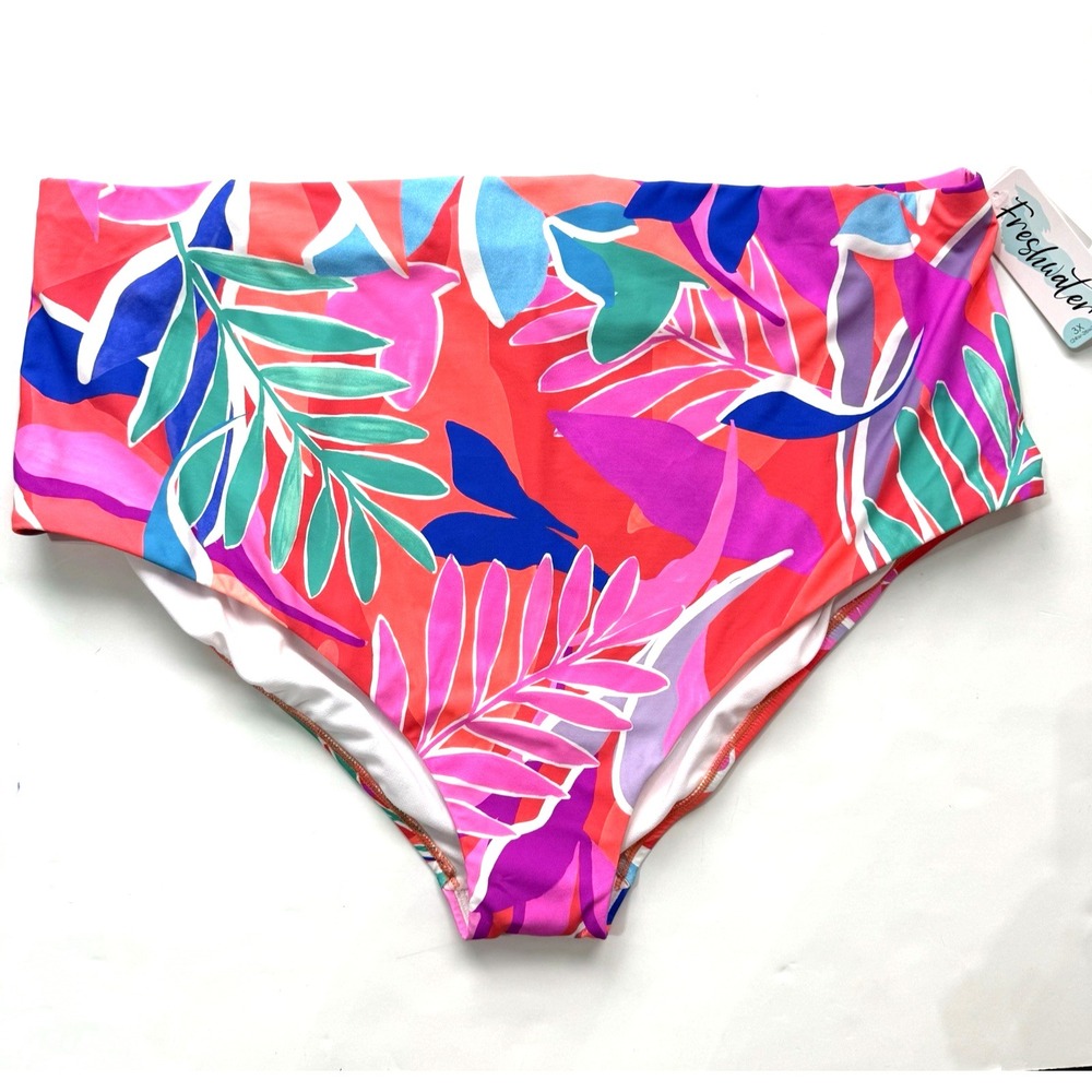 New Slimming High Waist Bikini Swimsuit Bottom Women 3X 24 26 Tropical Floral